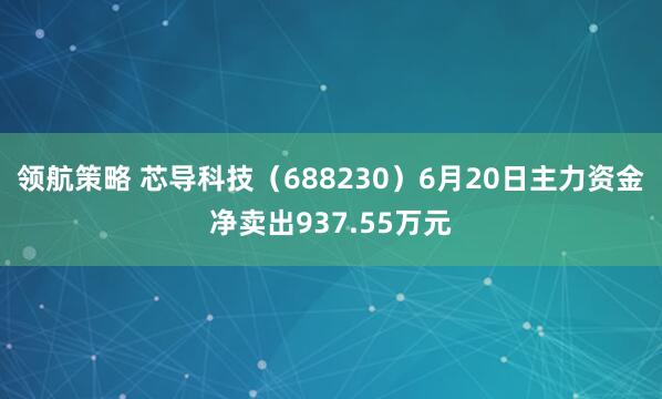 领航策略 芯导科技（688230）6月20日主力资金净卖出937.55万元